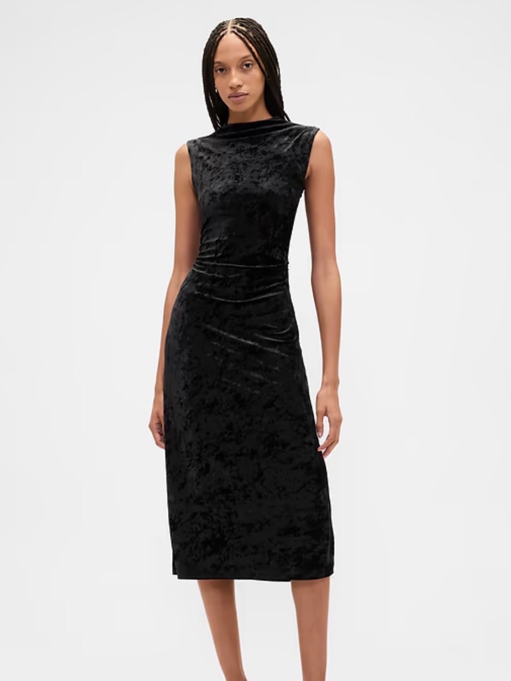 GAP Factory Black Velvet Midi Sheath Dress
